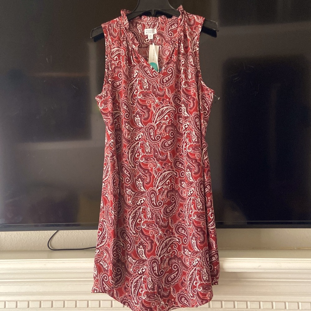 MARKET & SPRUCE SLEEVELESS PAISLEY V NECK MIDI DRESS